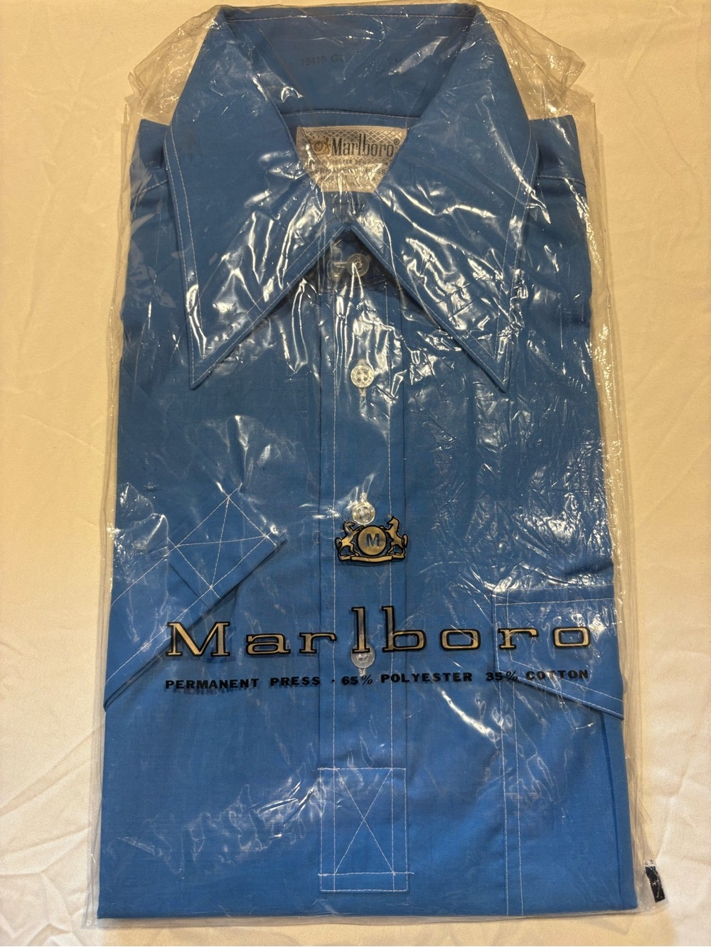 Marlboro Men's Bright Blue Dress Shirt with Point Collar